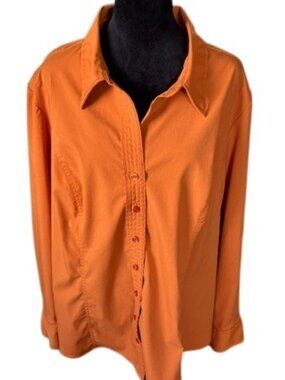 Lane Bryant Burnt Orange 3/4 Sleeve Button Down Blouse EUC 26/28W